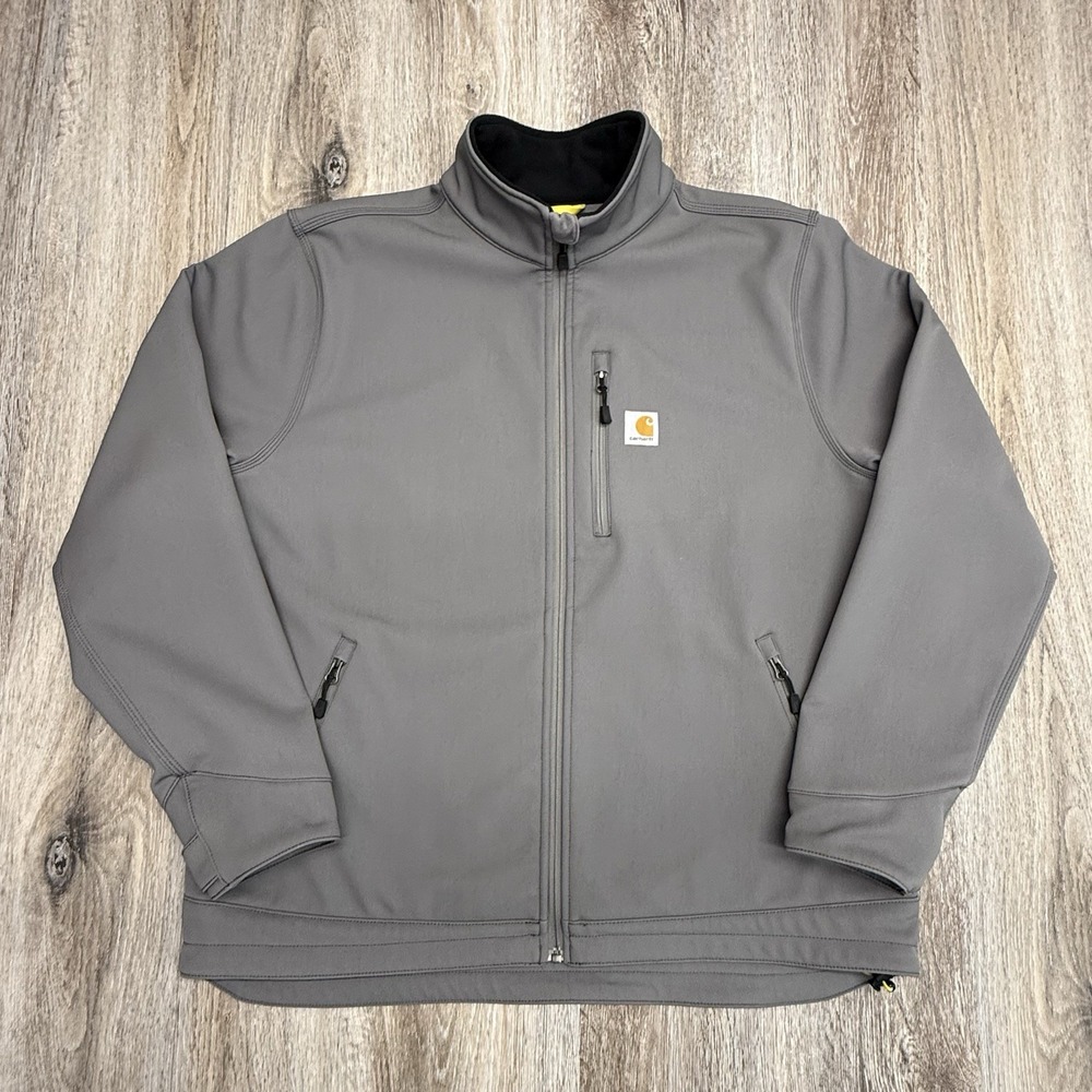 CARHARTT Soft Shell Jacket Mens XL Gray Fleece Lined Crowley 102199 022
